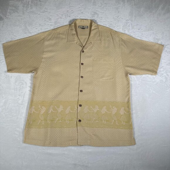 Tommy Bahama Other - Tommy Bahama Shirt Men Size L Yellow Hawaiian Relax Short Sleeve 100% Silk